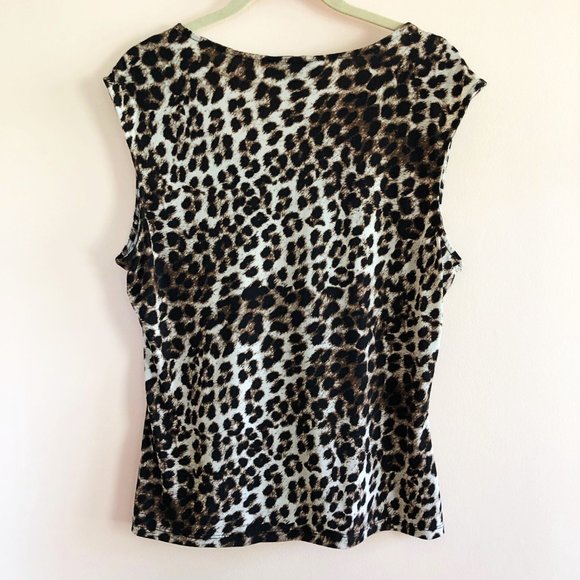 Style & Co L Animal Print Stretch Tank – Square Neck w/ Front Ruching - Picture 3 of 10